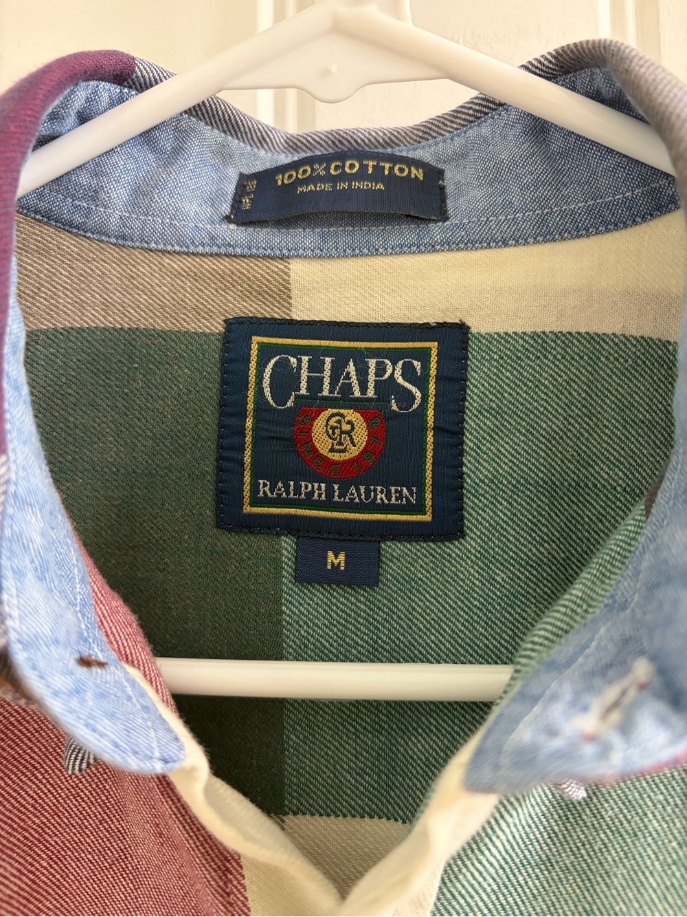 Ralph Lauren Chaps Multicolor Plaid Short-Sleeve Button-Down Shirt M Vintage 90s - Picture 2 of 8